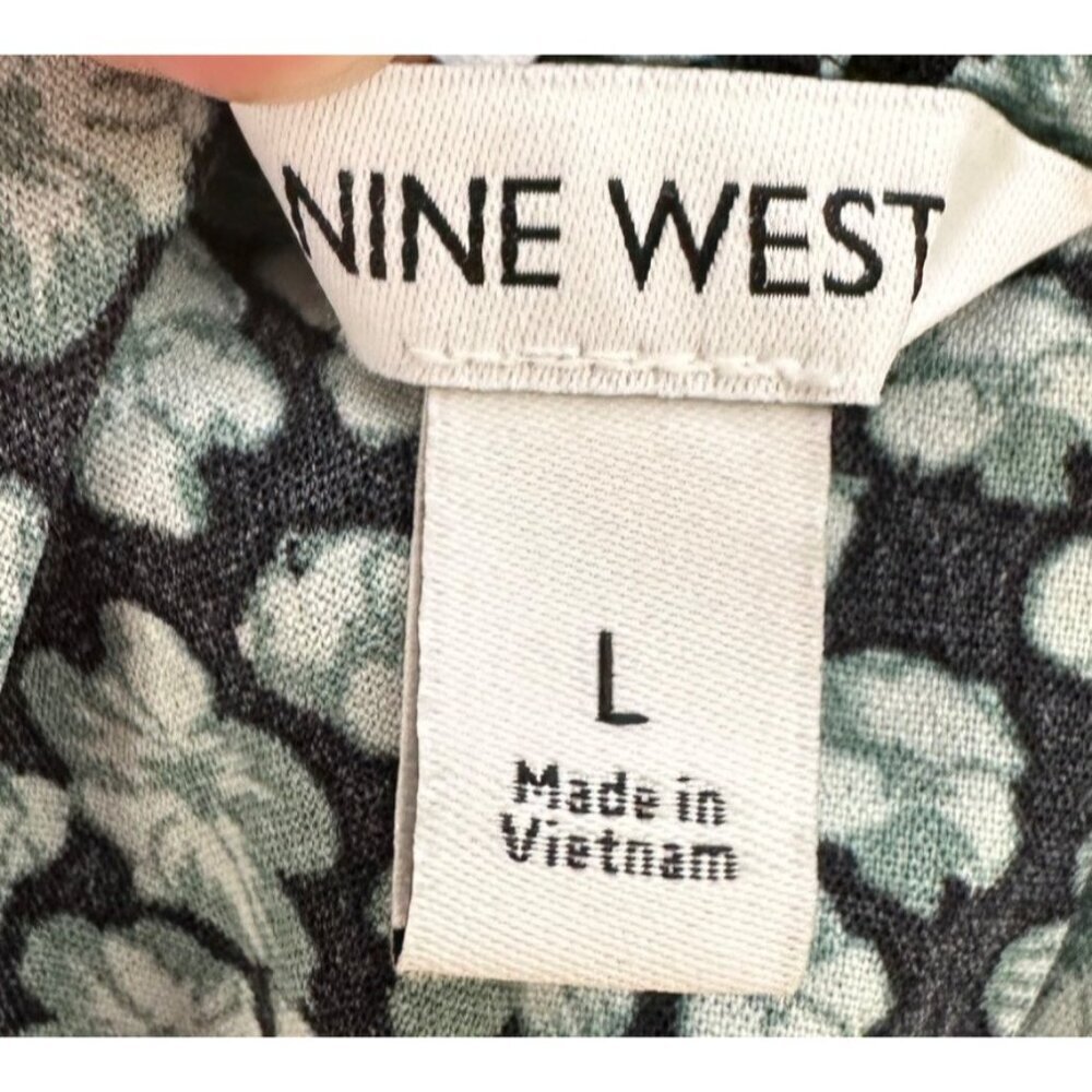 Nine West Short Sleeve Square Neck Peplum Blouse Women Large Black Floral NWT - Picture 6 of 11